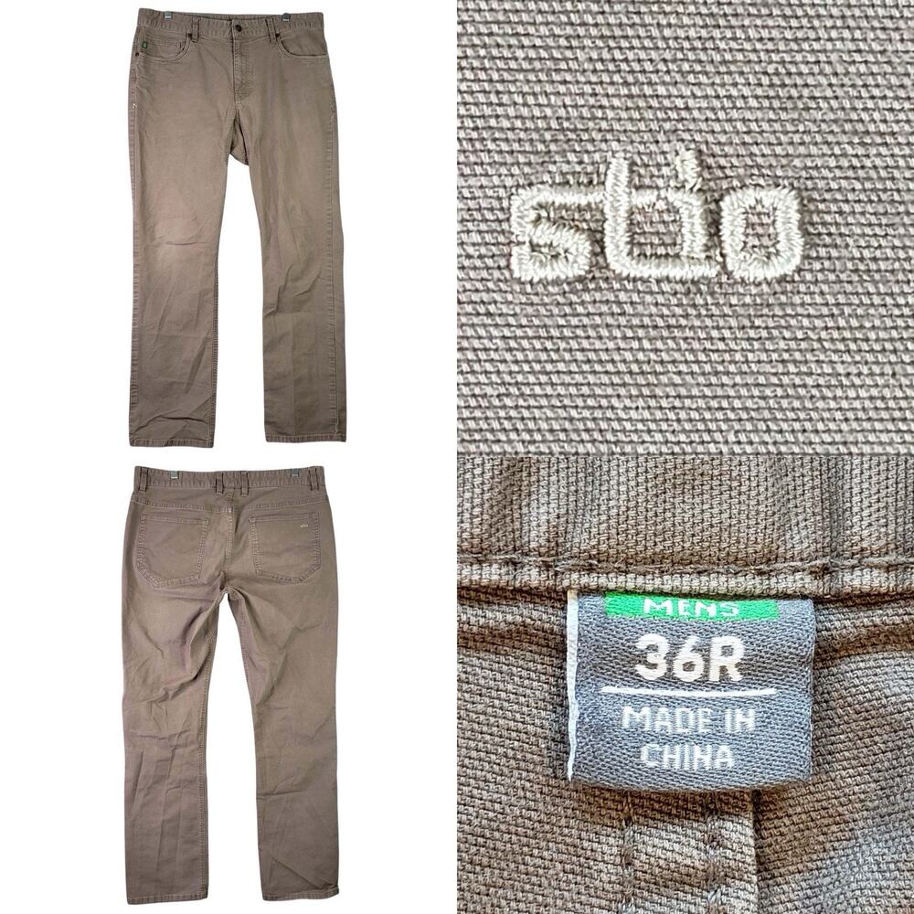 Stio Rivet Canvas Pant Men’s Size 36R Brown Wash Fade Straight 5-Pocket Cotton